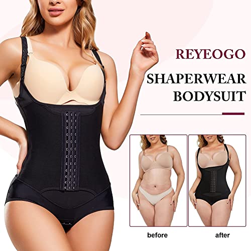 KUMAYES Bodies Moldeadores para Mujer Faja Reductora Body Reductor Corsé Underbust Lencería fajas colombianas Shapewear Bodysuit (M, Negro)