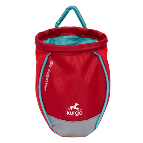 Kurgo Go Stuff-It, Bolsa de Chuches para Perros, Adiestramiento Manos Libres, Lavable a Máquina, Incluye Mosquetón, Rojo