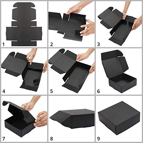 Kurtzy Cajas de Cartón Kraft Negras (Pack de 50) – Medidas de las Cajas 12 x 12 x 5 cm - Caja Kraft Fácil Ensamblado Cuadrada Presentación - Cajitas para Regalos, Fiestas, Cumpleaños, Bodas