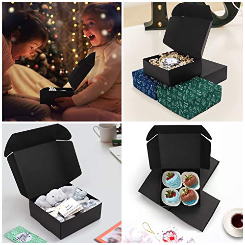 Kurtzy Cajas de Cartón Kraft Negras (Pack de 50) – Medidas de las Cajas 12 x 12 x 5 cm - Caja Kraft Fácil Ensamblado Cuadrada Presentación - Cajitas para Regalos, Fiestas, Cumpleaños, Bodas