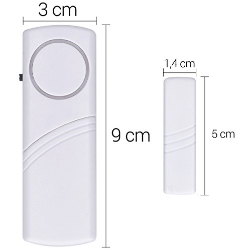 kwmobile 4x Alarma para puerta y ventana - Protección antirrobo inalámbrica con baterías - Alarmas con sensor - Sistema de seguridad para el hogar