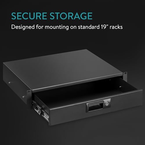 kwmobile Cajón con Llave para Armario de Servidor - Caja de Seguridad PC para Server Rack de 19'' - con Cerradura y 3 Orificios para Cables Ordenador