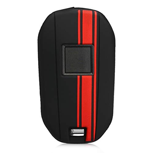 kwmobile Carcasa Compatible con Llavero de Peugeot Citroen Llave de Coche Plegable de 3 Botones Funda - Funda para Mando de Coche de Silicona - Rojo/Negro