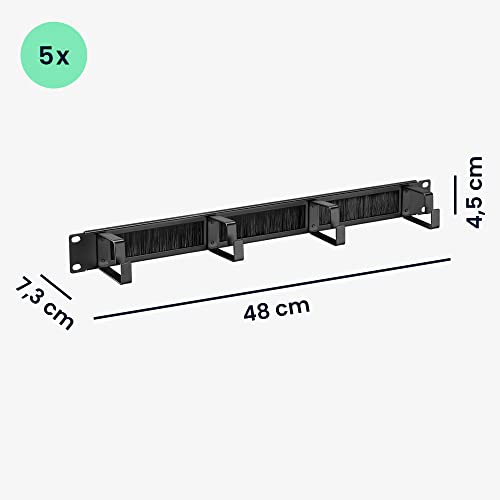 kwmobile Paneles guía Cables para 1U 19" - Set de 5X Panel metálico pasacables para Rack de Servidor - Organizadores para Cable de Red Fibra óptica