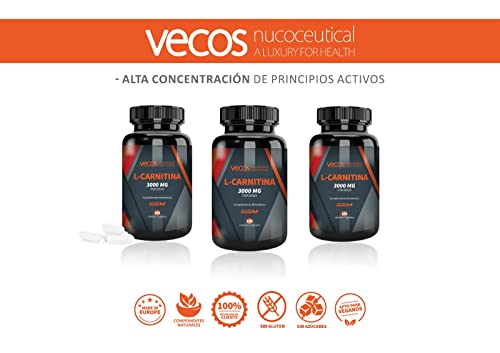 L-Carnitina Pura 3000 mg | Mejora la Energía, Resistencia, el Rendimiento Deportivo y la Metabolización Eficiente de las Grasas | Quemagrasas | 160 Cápsulas Vegetales