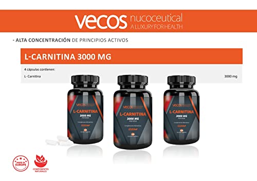 L-Carnitina Pura 3000 mg | Mejora la Energía, Resistencia, el Rendimiento Deportivo y la Metabolización Eficiente de las Grasas | Quemagrasas | 160 Cápsulas Vegetales