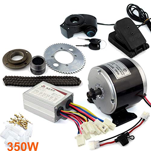 L-faster Kit de motor de carrito eléctrico de 24 V 36 V 350 W Kit de repuesto para bicicleta de motocross eléctrica Gokart Minibike 25 H Kit de motor de transmisión de cadena (kit de pedal de 24 V)