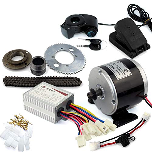 L-faster Kit de motor de carrito eléctrico de 24 V 36 V 350 W Kit de repuesto para bicicleta de motocross eléctrica Gokart Minibike 25 H Kit de motor de transmisión de cadena (kit de pedal de 24 V)