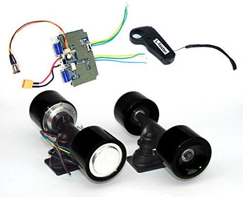 L-faster Kit de Motor de Cubo sin escobillas monopatín eléctrico Kit de conversión de Disco Doble electrónico con Ruedas eléctricas para niño E-Board eléctrico de 4 Ruedas (Black Kit)