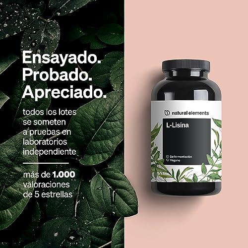 L-Lisina – 365 cápsulas – 1.000 mg por dosis diaria – procedente de fermentación vegetal – producto vegano, alta dosificación, sin aditivos – producido y probado en laboratorio en Alemania