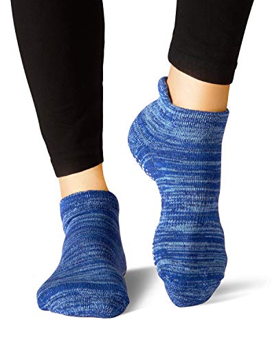 LA Active Calcetines Antideslizantes - 2 Pares - Para Yoga Pilates Ballet Barre Mujer Hombre (Azul y Rojo, 40-44 EU)