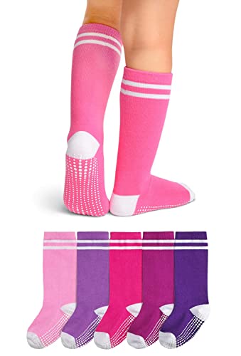 LA Active Calcetines Antideslizantes - Calcetín Alto con Suela de Puntos de gel para Bebé, Niños, Niñas, moda infantil, hecho de algodón