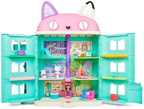 LA CASA DE MUÑECAS DE GABBY - CASA DE MUÑECAS - La Casa de Muñecas de Gabby con 2 Figuras, 8 Muebles, 3 Accesorios, 2 Cajas Sorpresa y Sonidos - 6060414 - Juguetes Niños 3 años +