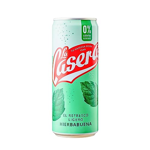 La Casera® Refresco Ligero de Hierbabuena, con Cero Azúcares y Cero Calorías - Lata, Pack 24 x 33 cl