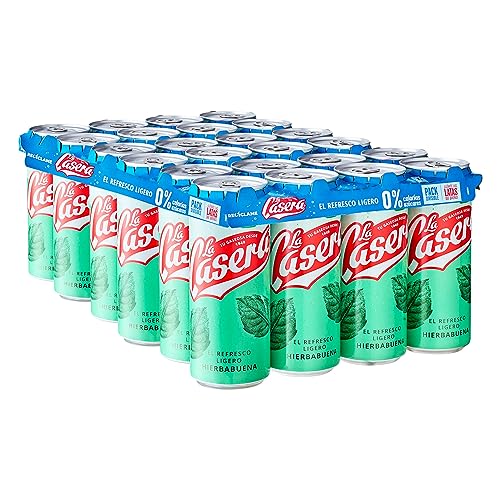 La Casera® Refresco Ligero de Hierbabuena, con Cero Azúcares y Cero Calorías - Lata, Pack 24 x 33 cl