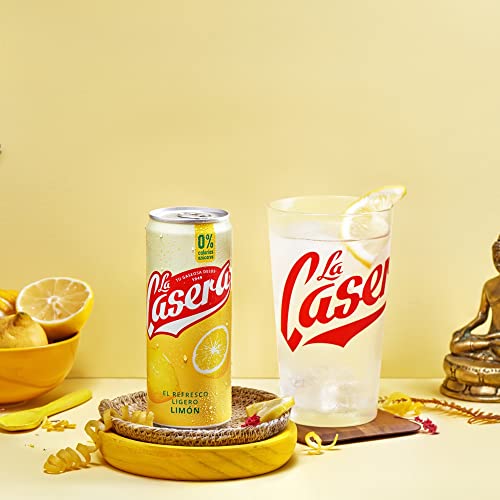 La Casera® Refresco Ligero de Limón, con Cero Azúcares y Cero Calorías - Lata, Pack 24 x 33 cl