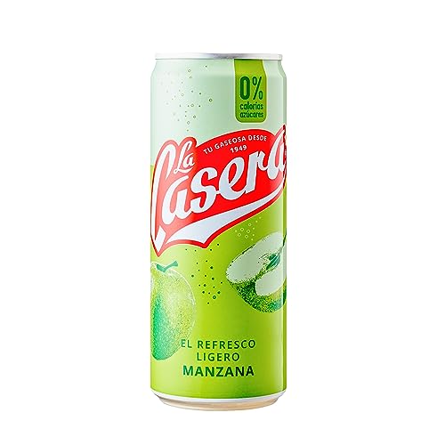 La Casera® Refresco Ligero de Manzana, con Cero Azúcares y Cero Calorías - Lata, Pack 24 x 33 cl