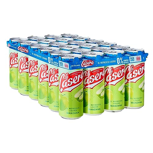 La Casera® Refresco Ligero de Manzana, con Cero Azúcares y Cero Calorías - Lata, Pack 24 x 33 cl