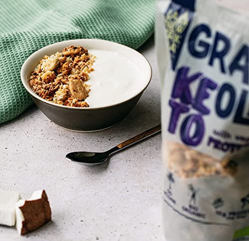 LA NEWYORKINA Granola Keto con Proteínas Veganas. Snack Ecológico Certificado, Crujiente y Saludable para Desayuno y Merienda. Granola Artesana Sin Gluten para Dietas,Ceto y Paleo. Envase 550g(2x275g)