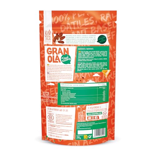 LA NEWYORKINA Granola Real Fooding | Deliciosa Granola Horneada con Aceite de Oliva Virgen Extra y Pasta de Dátil | Avena, Almendras y Ralladura de naranja | En envase de 275gr