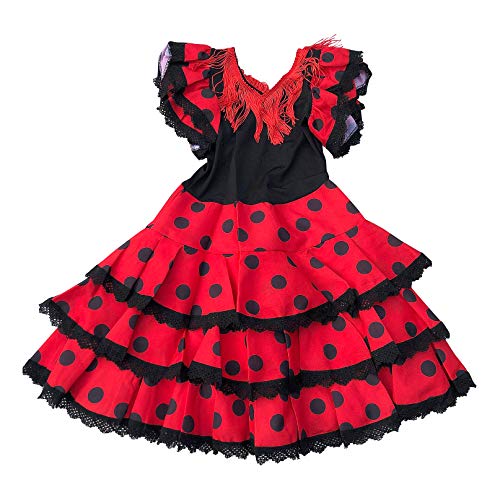 La Senorita Ropa Flamenco Niño Lujo Español Traje de Flamenca Chica/niños (Talla 6, 110-116 - 75 cm, 5/6 años)