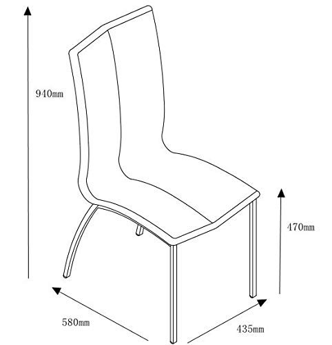 La Silla Española Ourense Silla, Telas, Blanco, 94 cm (Alto) x 43,5 cm (Ancho) x 58 cm (Profundidad)