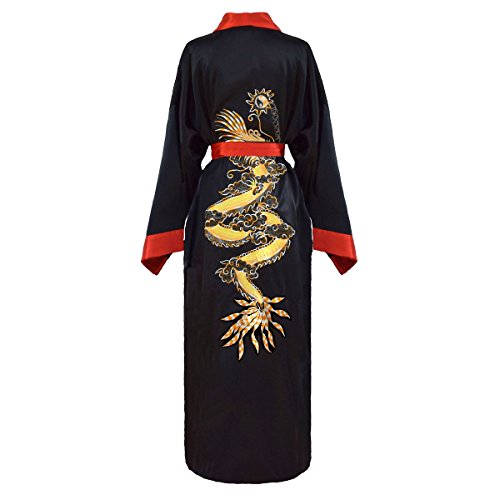 Laciteinterdite Kimono japonés Mujer Negro y Rojo Bata Reversible tamaño S