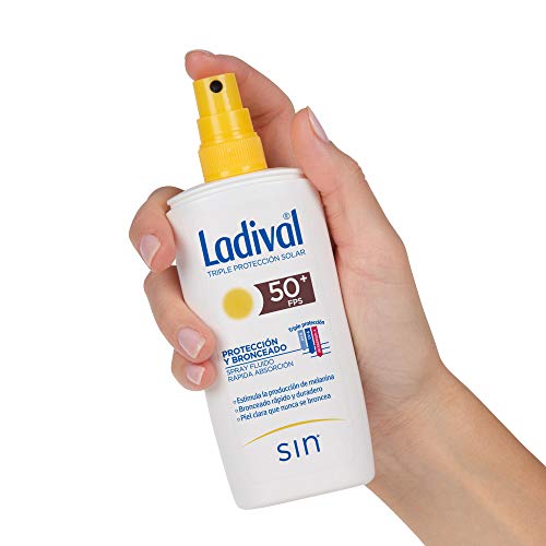 Ladival Crema Solar Protección y Bronceado en Spray Fps50+, Blanco, 150 Mililitros