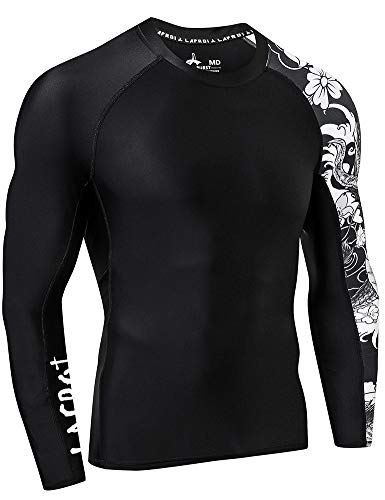 LAFROI - Camiseta de Neopreno Protectora, de compresión, para Hombre, Manga Larga, UPF 50+, Ajustada, Modelo CLYYB (Asym Dragon,M)