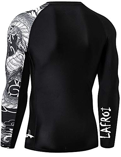 LAFROI - Camiseta de Neopreno Protectora, de compresión, para Hombre, Manga Larga, UPF 50+, Ajustada, Modelo CLYYB (Asym Dragon,M)