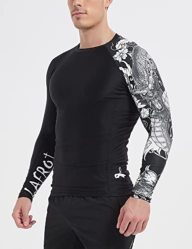 LAFROI - Camiseta de Neopreno Protectora, de compresión, para Hombre, Manga Larga, UPF 50+, Ajustada, Modelo CLYYB (Asym Dragon,M)