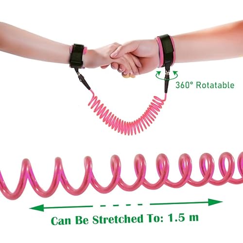 Lahviuu Correa de Seguridad para Niños,1 pcs Pulsera Antiperdida Niños Correa Antipérdida para Niños Cinturón Antipérdida Arnés de Seguridad para Niños Pulsera Niños Seguridad(1.5m Rosa)