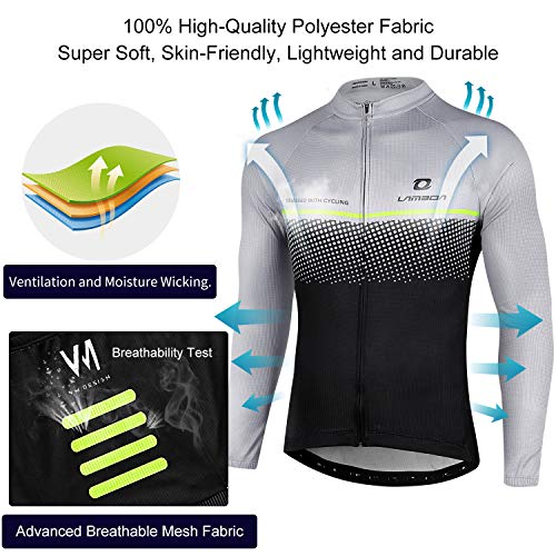 LAMEDA Maillot Ciclismo Hombre Ropa Camiseta Jersey Bicicleta MTB con Mangas Largas para Entretiempo Y Invierno(QG280-L)