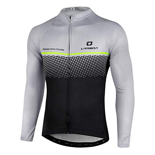 LAMEDA Maillot Ciclismo Hombre Ropa Camiseta Jersey Bicicleta MTB con Mangas Largas para Entretiempo Y Invierno(QG280-L)