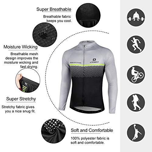 LAMEDA Maillot Ciclismo Hombre Ropa Camiseta Jersey Bicicleta MTB con Mangas Largas para Entretiempo Y Invierno(QG280-L)