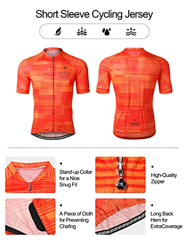 LAMEDA Maillot Ciclismo Hombre Verano Ropa Ciclista Hombre Poliéster 100% Transpirable （Naranja-L