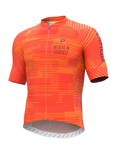 LAMEDA Maillot Ciclismo Hombre Verano Ropa Ciclista Hombre Poliéster 100% Transpirable （Naranja-L