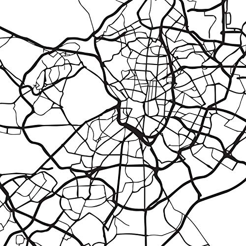 Lámina mapa de la ciudad Madrid estilo nordico en blanco y negro. Poster tamaño A4 Sin marco Impreso papel 250 gr. Cuadros, láminas y posters para salon y dormitorio