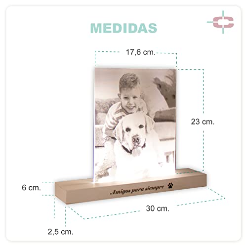 Lámpara Personalizada con tu Foto | Foto Central | Luz LED Incluida + Interruptor Táctil | Soporte de Madera Grabado | Ideal para Regalar a tus Amigos, Pareja y Familiares