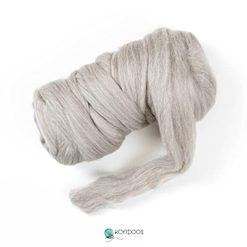 Lana 100% natural roving, 8 oz. Best Highland Lana para fieltro de aguja, manualidades y spinning. Colores naturales, sin teñir. (arena, 8 onzas)