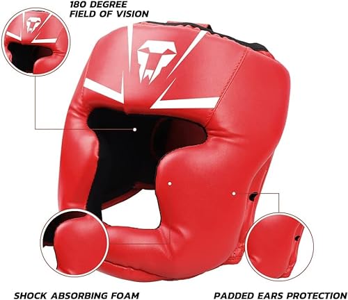 LangRay Casco de Boxeo para niños y Adultos: Casco de Kickboxing con Malla, Protector de Cabeza para Sparring Karate Taekwondo Artes Marciales…