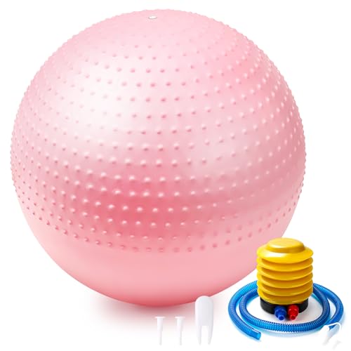 Lanjue Pelota de Pilates 65 cm, Pelota Gimnasia Ritmica Fitness Antideslizante Anti-Explosión con Bomba, Pelotas para Yoga con Punto de Masaje Pilates Accesorios