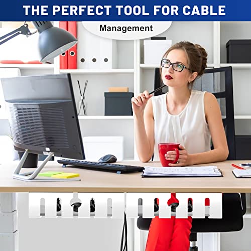 Lannvan Bandeja Organizador Cables sin Taladros para Mesa de Escritorio - Juego de 2 - Soporte de 40cm - Blanco