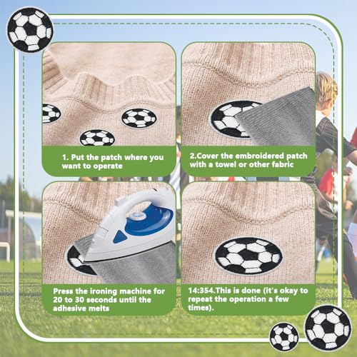 LANSKYLAN 20 PCS Parches de Planchado Parches de Tela de Fútbol Parches Ropa Termoadhesivo Parches Bordados Parche Decorativo para Vaqueros Parches para Planchar Camisa Vaquera Ropa(3cm/4cm/5cm/6.3cm)