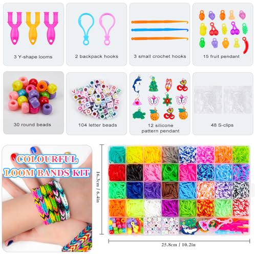 Lanvixo Kit para Hacer Pulseras - 2500 + Gomas con Abalorios Letras - Hama Beads en 40 Cajas - 30 Pulseras Elasticas de Colores para Manualidades de Niña 6 7 8 9 Años