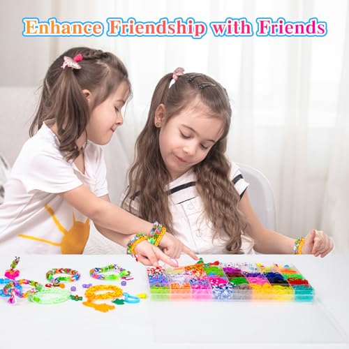 Lanvixo Kit para Hacer Pulseras - 2500 + Gomas con Abalorios Letras - Hama Beads en 40 Cajas - 30 Pulseras Elasticas de Colores para Manualidades de Niña 6 7 8 9 Años