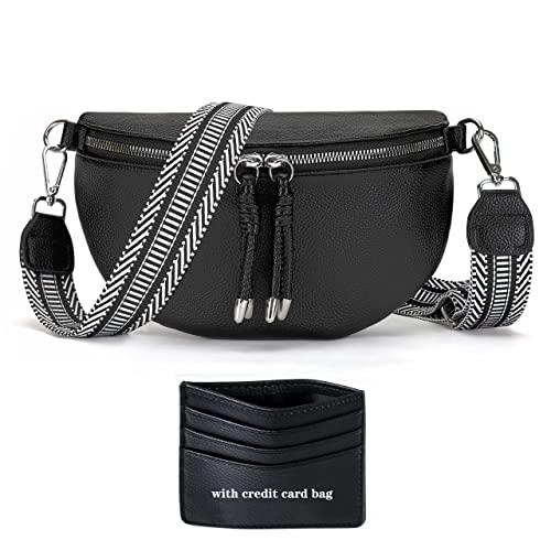 LANXINGLUO Riñonera para Mujer con Estilo riñonera para Mujer, Color Negro, Correa Ancha, Bolsillo en el Pecho, Cuero Vegano, Paquete de Tarjetas de crédito Enviar, Negro, Talla única, Riñonera