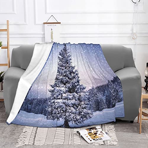 Lanzar una Manta Nature Winter Snowflake Trees Flannel Blanket Soft and Warm Anti-Pilling Blanket For All Seasons 80"X60"