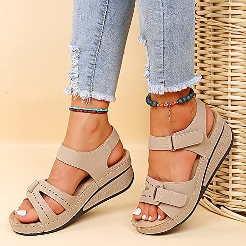 Laonajkd Sandalias Mujer Verano 2023 cáñamo Verano Casual Sandalias de Estilo Romano Fondo Plano Zapatos de Playa Cómodo y Transpirable Zapatos de Talla Grande Deportivas Sandalia