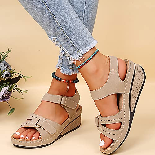 Laonajkd Sandalias Mujer Verano 2023 cáñamo Verano Casual Sandalias de Estilo Romano Fondo Plano Zapatos de Playa Cómodo y Transpirable Zapatos de Talla Grande Deportivas Sandalia